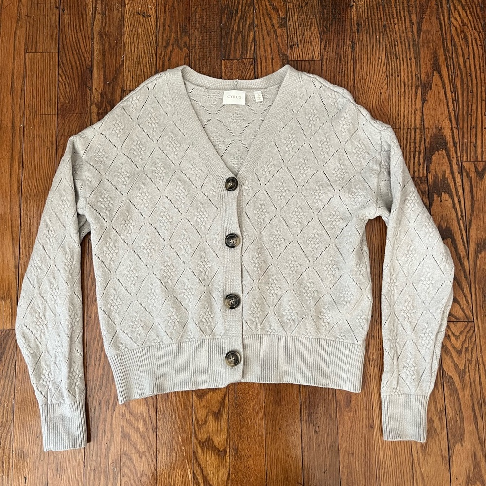 Gray Button Patterned Sweater - image 1